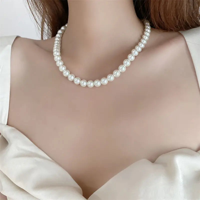 Classic Pearl Choker Necklace – Handmade Vintage Beads Jewelry for Women & Men