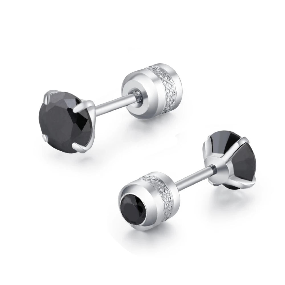 Medical Stainless Steel Zircon Cartilage Stud – Hypoallergenic Screw-Back Piercing Jewelry