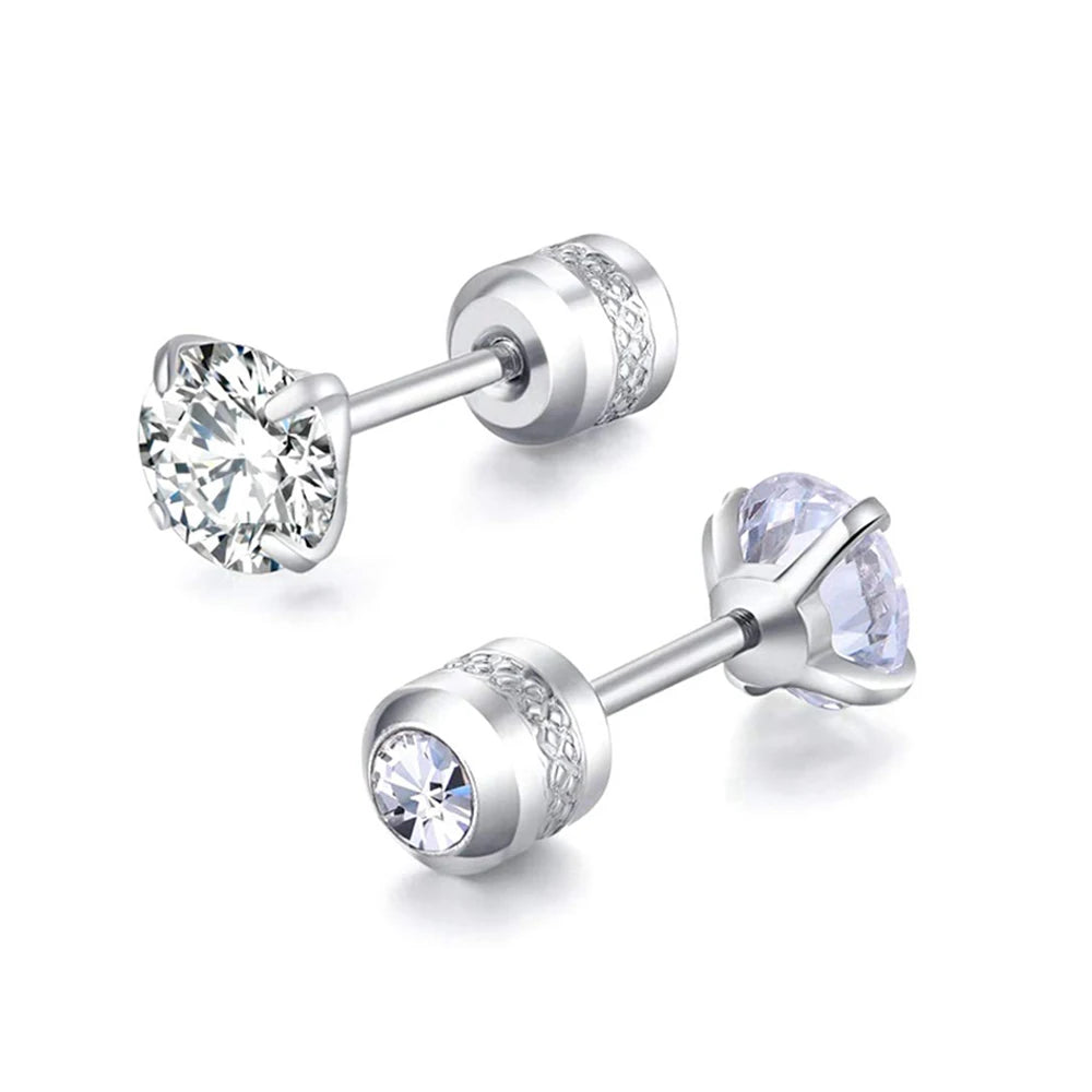 Medical Stainless Steel Zircon Cartilage Stud – Hypoallergenic Screw-Back Piercing Jewelry