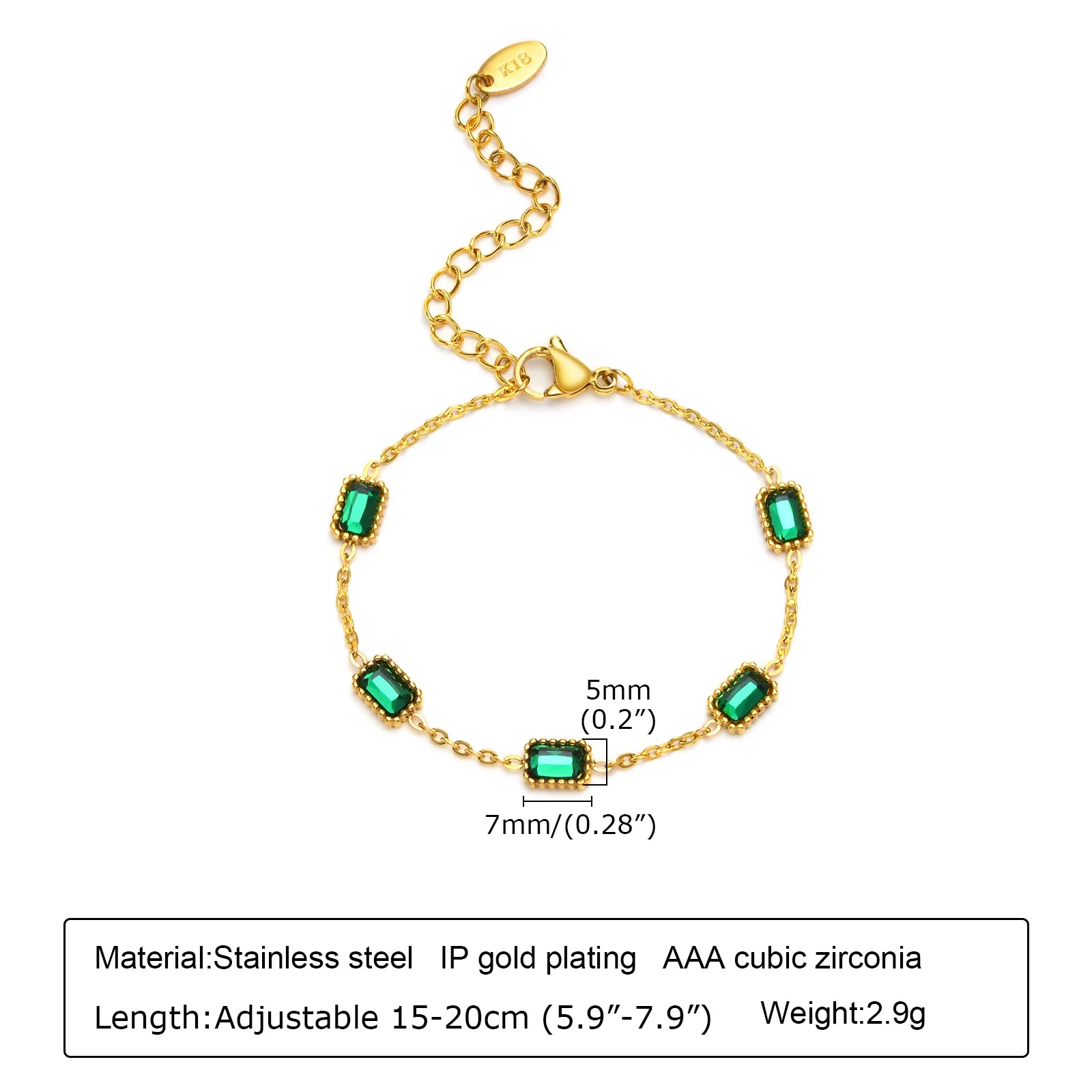 Retro Green Zircon Pendant Necklace for Women | Stainless Steel Gold Chain | Elegant Crystal Jewelry Gift