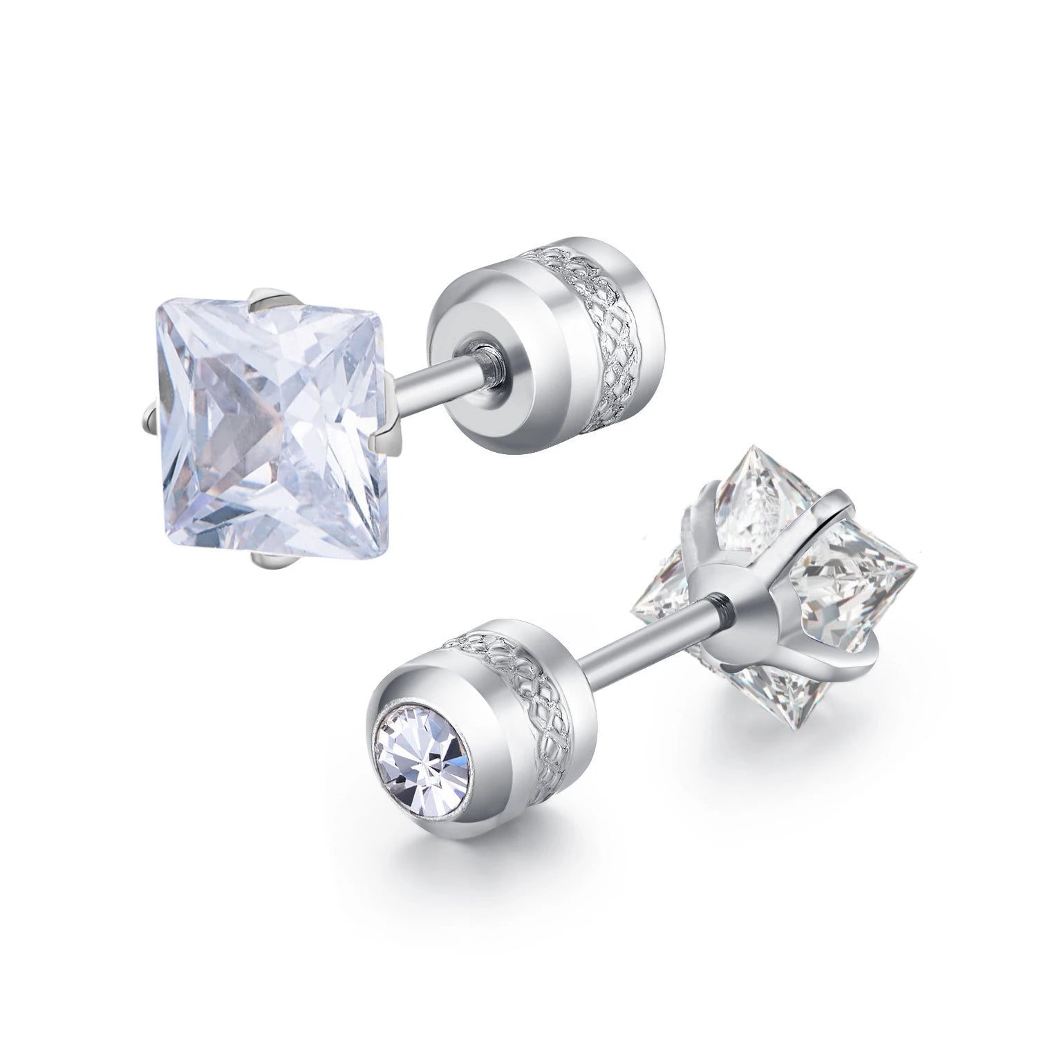 Medical Stainless Steel Zircon Cartilage Stud – Hypoallergenic Screw-Back Piercing Jewelry