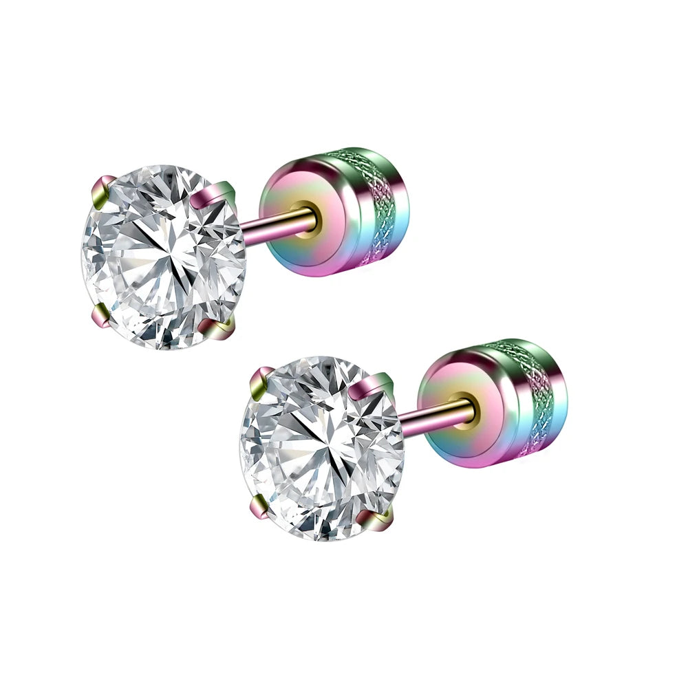 Medical Stainless Steel Zircon Cartilage Stud – Hypoallergenic Screw-Back Piercing Jewelry