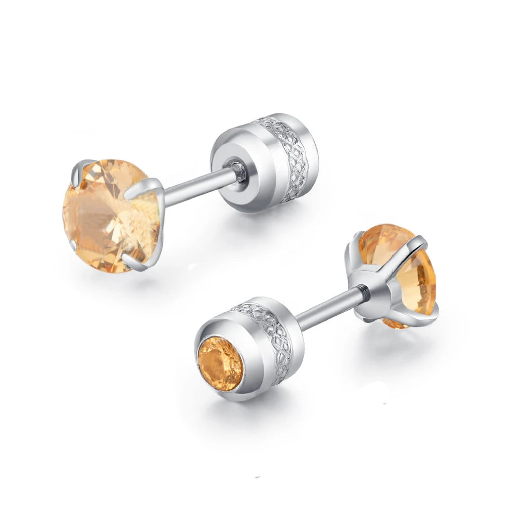 Medical Stainless Steel Zircon Cartilage Stud – Hypoallergenic Screw-Back Piercing Jewelry