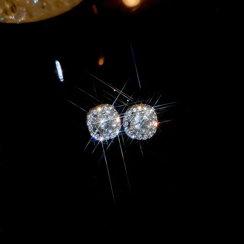 Light Luxury Zircon Cross Stud Earrings for Women – Hollow Geometric Wedding Party Jewelry