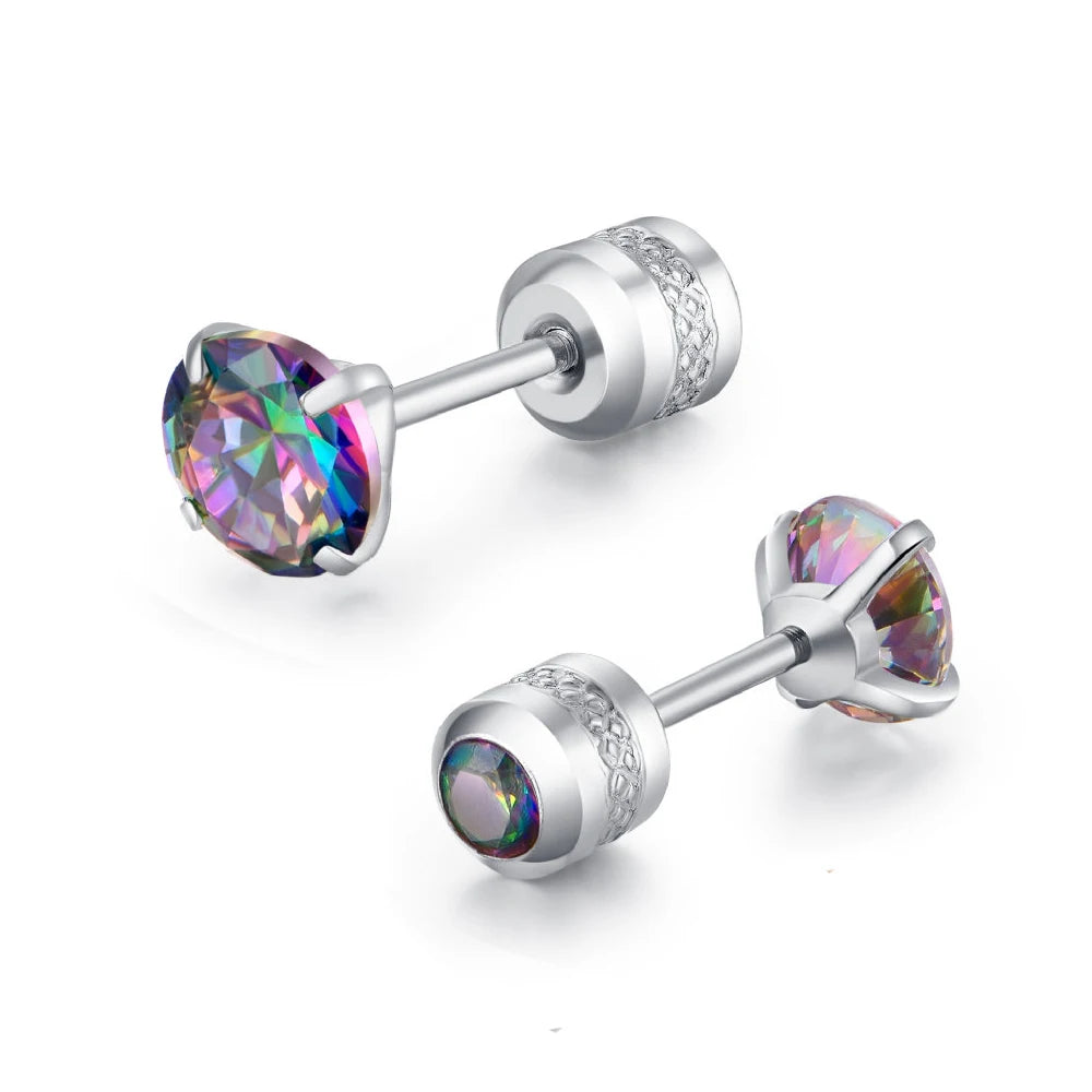Medical Stainless Steel Zircon Cartilage Stud – Hypoallergenic Screw-Back Piercing Jewelry
