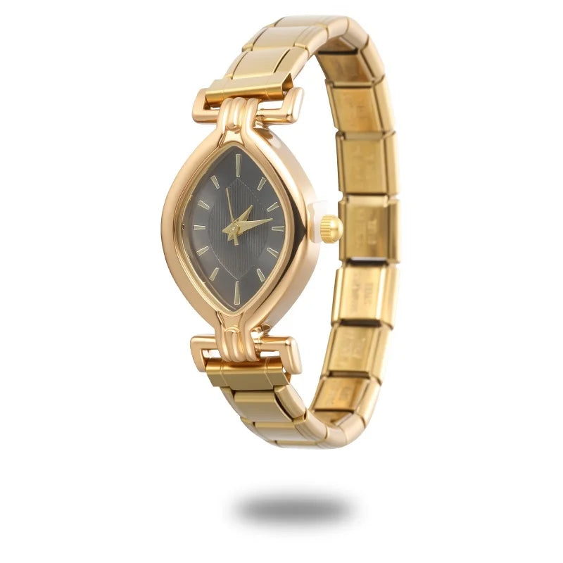 Fashion Women's Stainless Steel Oval Shiny Watch 9mm Fit Bracelet For Party Friend Wife Birthday DIY Jewelry Gifts