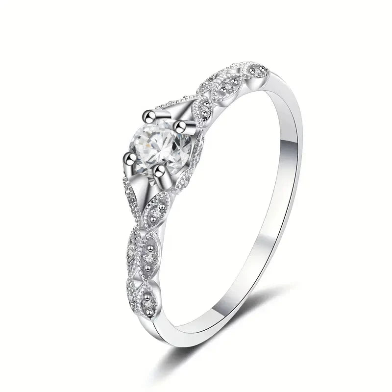 Elegant Cubic Zirconia Fashion Ring for Women – Minimalist Trendy Wedding Band