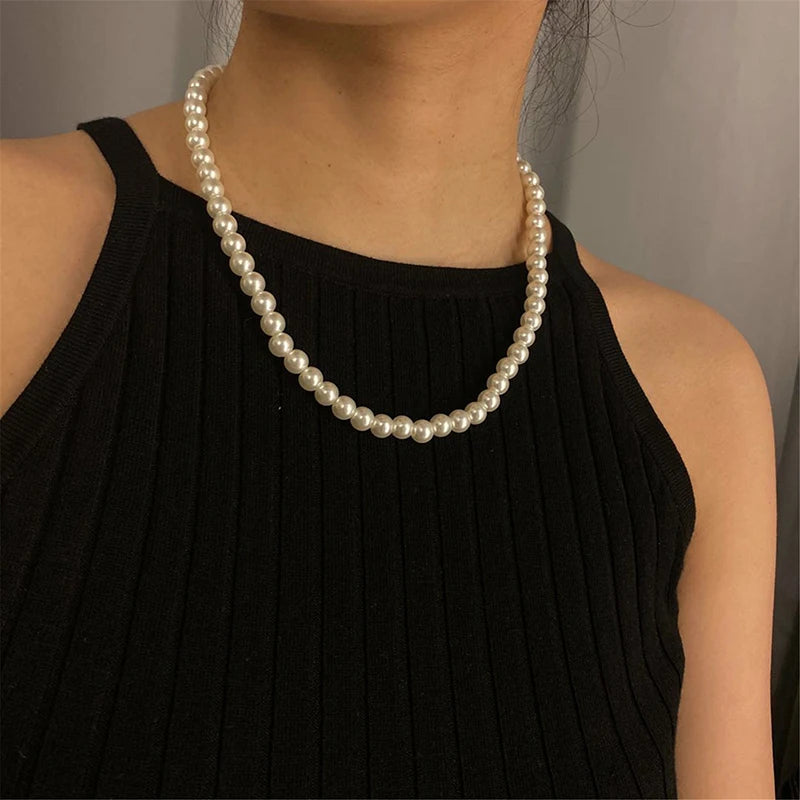 Classic Pearl Choker Necklace – Handmade Vintage Beads Jewelry for Women & Men