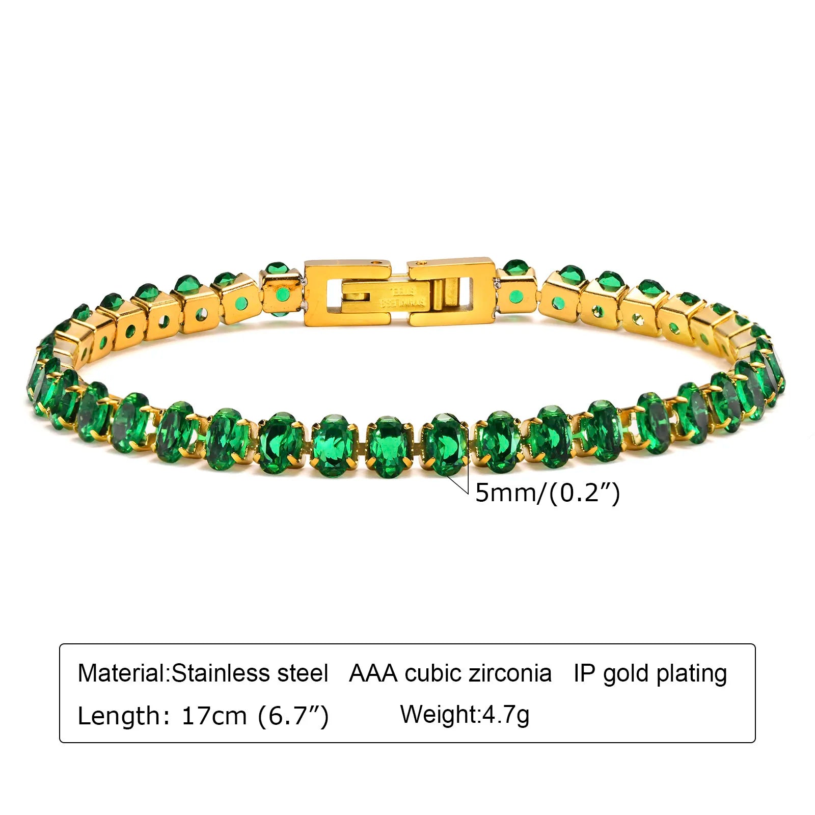 Retro Green Zircon Pendant Necklace for Women | Stainless Steel Gold Chain | Elegant Crystal Jewelry Gift