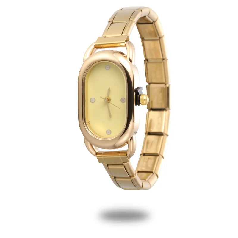 Fashion Women's Stainless Steel Oval Shiny Watch 9mm Fit Bracelet For Party Friend Wife Birthday DIY Jewelry Gifts