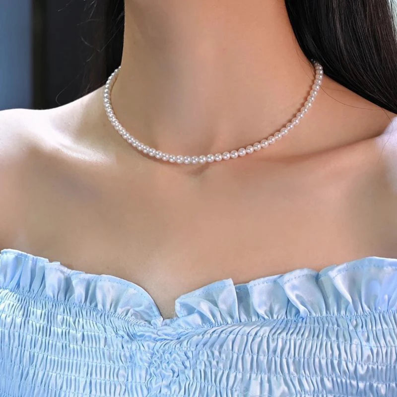 Classic Pearl Choker Necklace – Handmade Vintage Beads Jewelry for Women & Men
