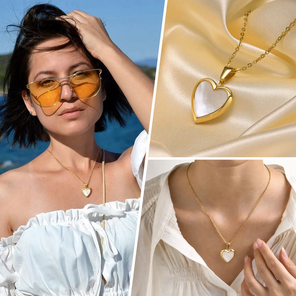 Openable Heart Locket Necklace for Women | Gold Stainless Steel Pendant Photo Frame Jewelry