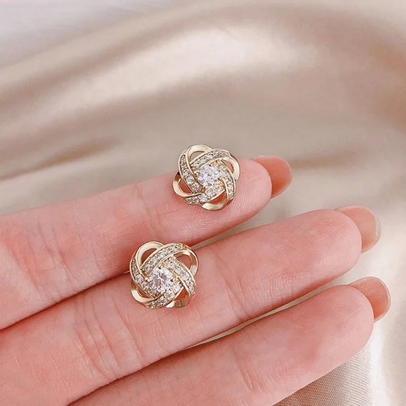 Light Luxury Zircon Cross Stud Earrings for Women – Hollow Geometric Wedding Party Jewelry