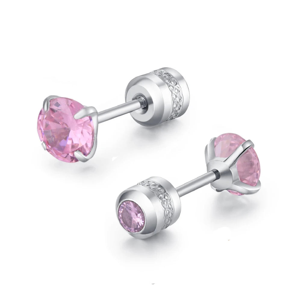 Medical Stainless Steel Zircon Cartilage Stud – Hypoallergenic Screw-Back Piercing Jewelry