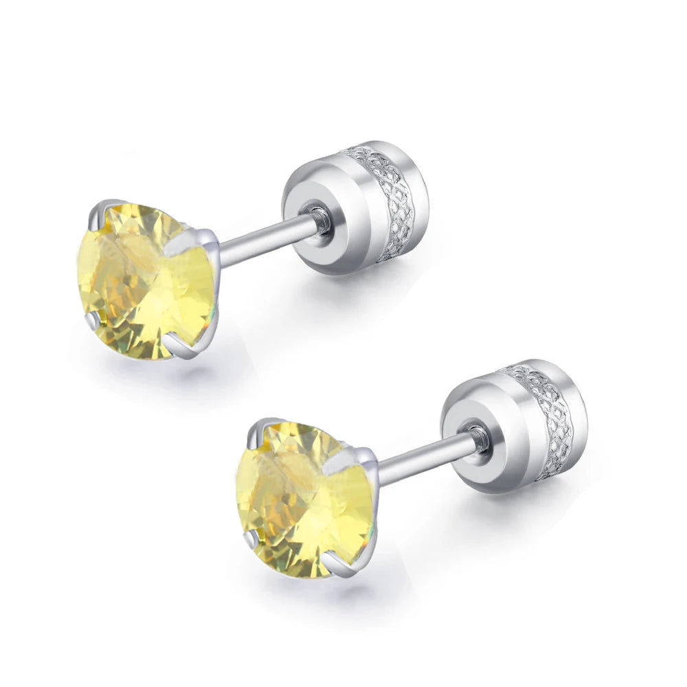 Medical Stainless Steel Zircon Cartilage Stud – Hypoallergenic Screw-Back Piercing Jewelry