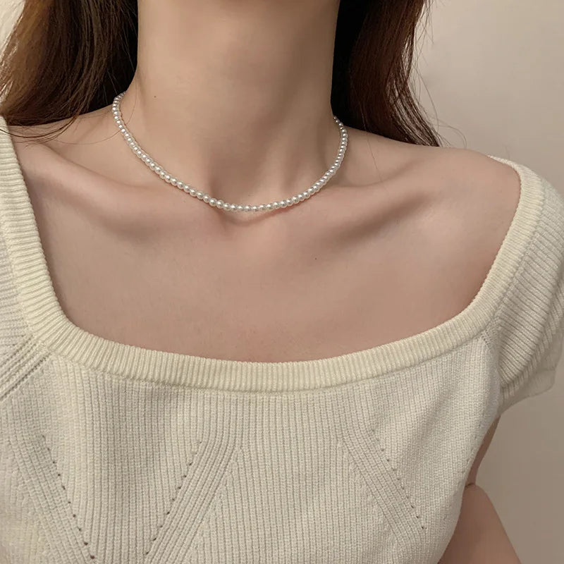 Classic Pearl Choker Necklace – Handmade Vintage Beads Jewelry for Women & Men