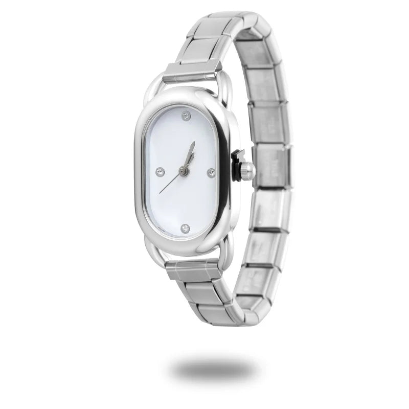 Fashion Women's Stainless Steel Oval Shiny Watch 9mm Fit Bracelet For Party Friend Wife Birthday DIY Jewelry Gifts