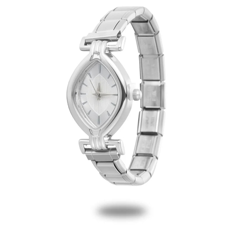 Fashion Women's Stainless Steel Oval Shiny Watch 9mm Fit Bracelet For Party Friend Wife Birthday DIY Jewelry Gifts