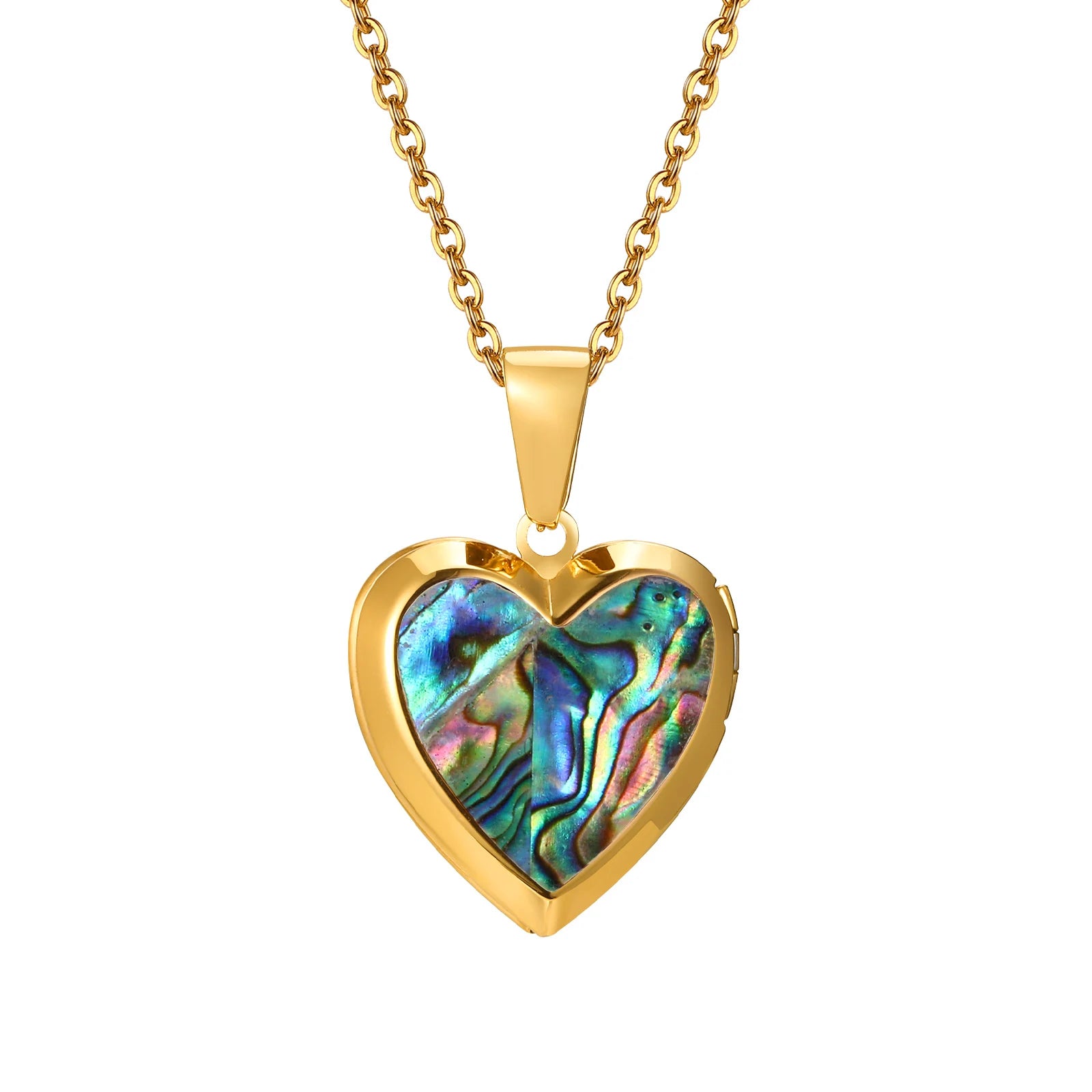 Openable Heart Locket Necklace for Women | Gold Stainless Steel Pendant Photo Frame Jewelry