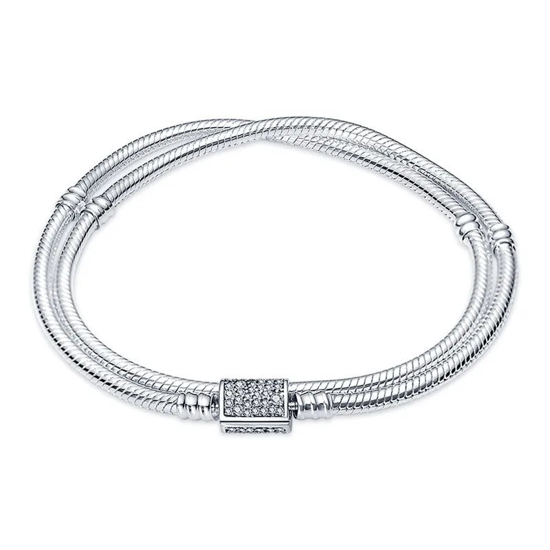 Classic Two-Layer Snake Chain Bracelet for Women – Zircon Charm Elegant Adjustable Design