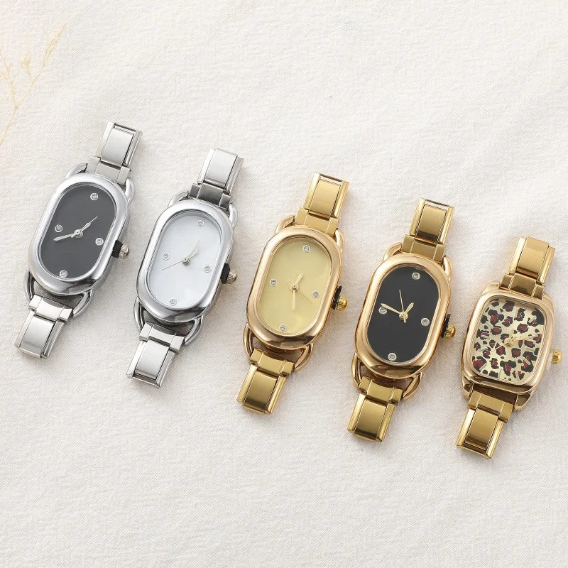 Fashion Women's Stainless Steel Oval Shiny Watch 9mm Fit Bracelet For Party Friend Wife Birthday DIY Jewelry Gifts