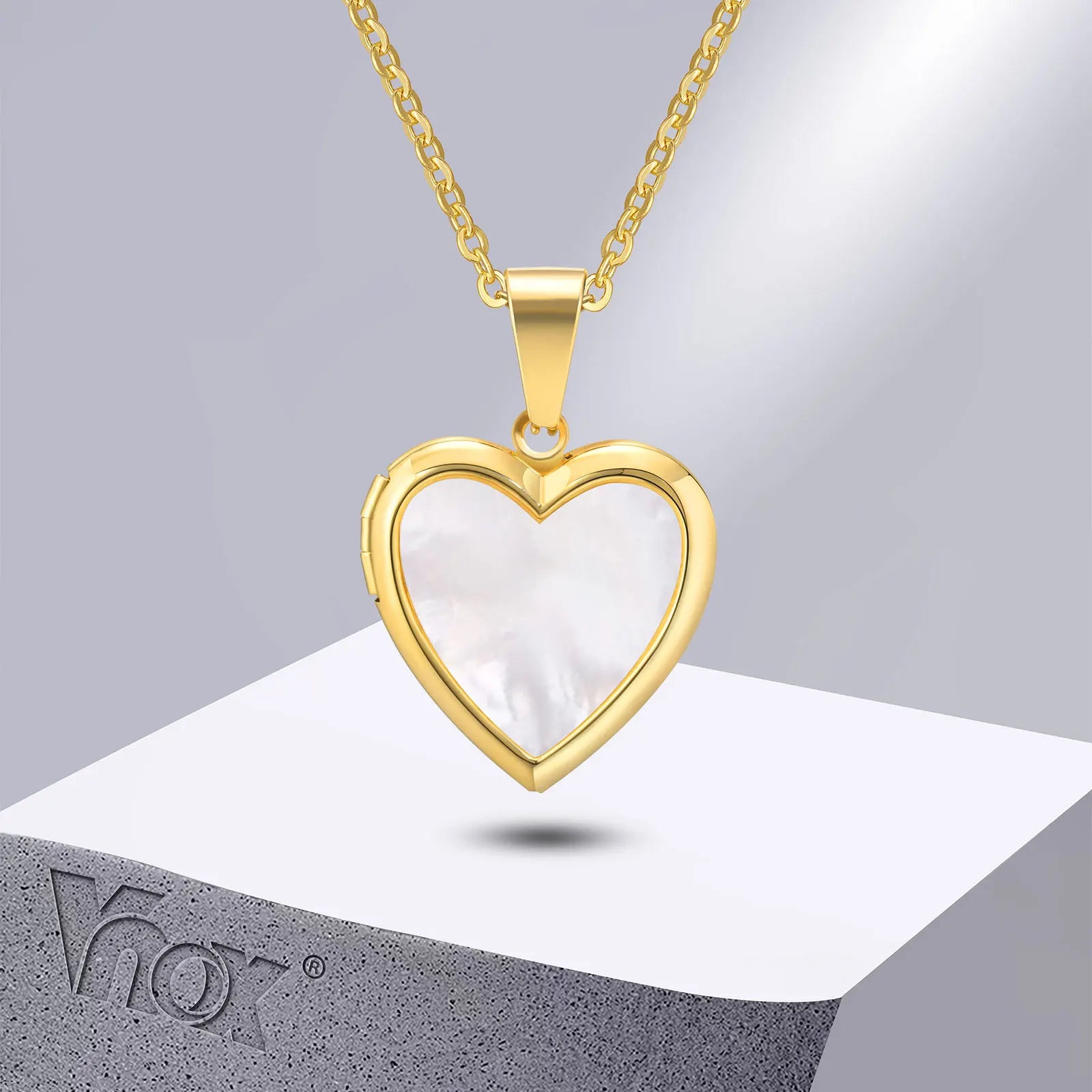 Openable Heart Locket Necklace for Women | Gold Stainless Steel Pendant Photo Frame Jewelry