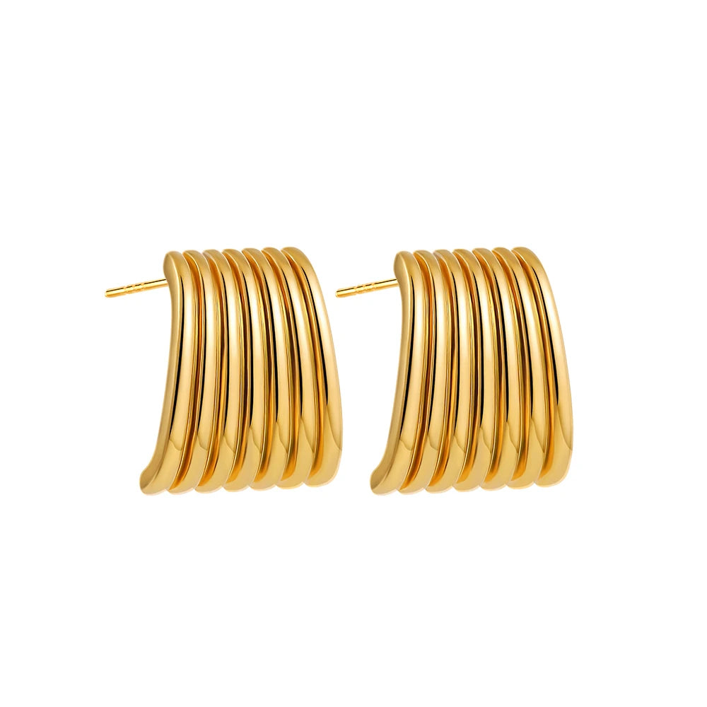 18K Gold Plated Multilayer Twist Knot Drop Earrings for Women – Stainless Steel Statement Jewelry