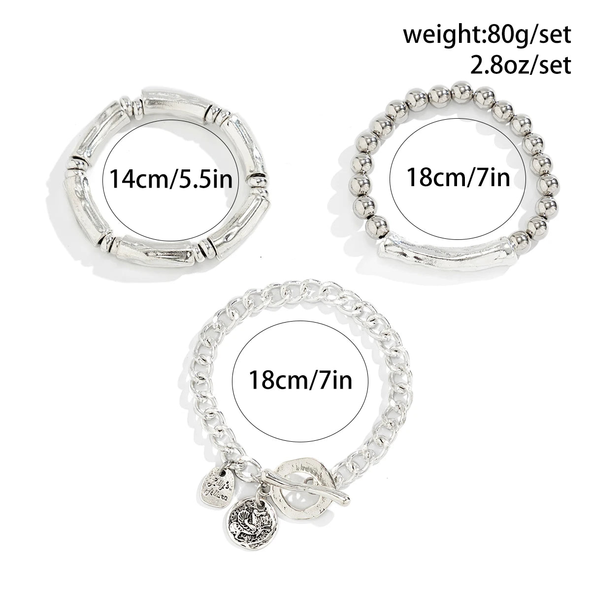 Vintage Coin Charm Bracelet Set for Women – 4-Piece Link Chain Bangles Gift