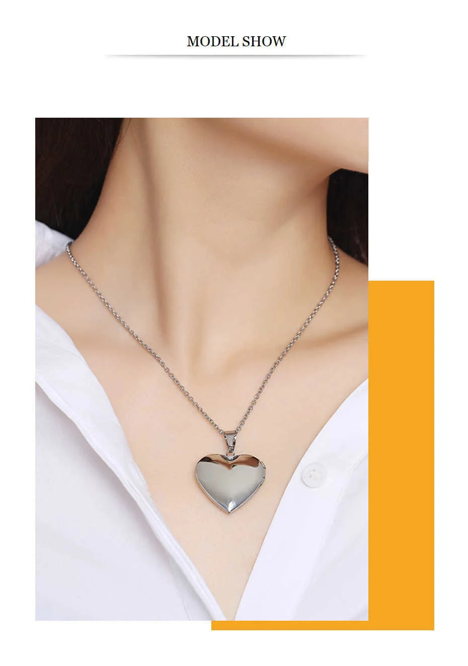 Locking Heart Photo Locket Necklace – Personalized Stainless Steel Pendant for Women & Men