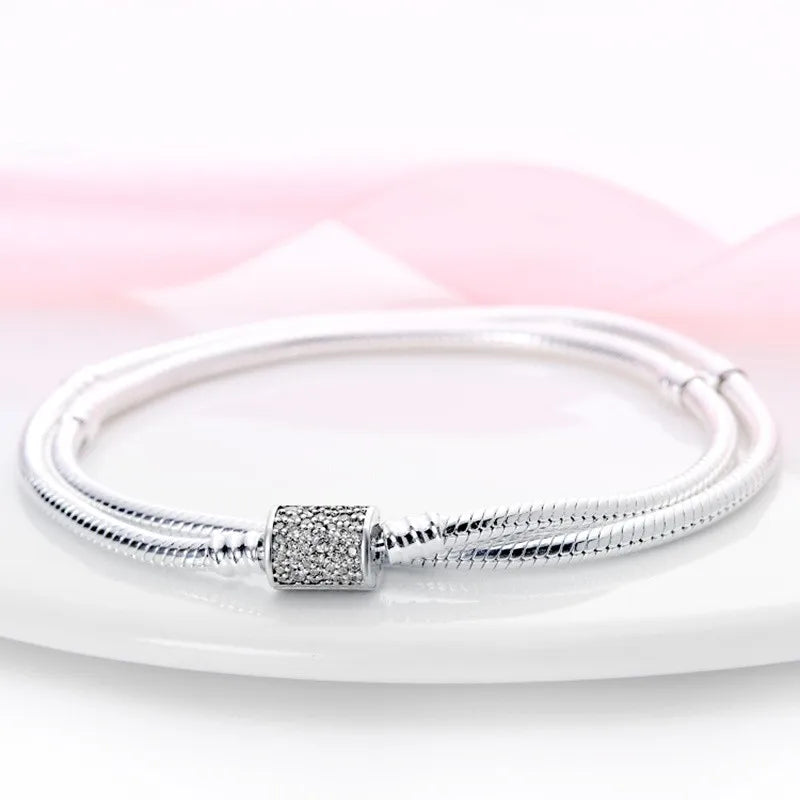 Classic Two-Layer Snake Chain Bracelet for Women – Zircon Charm Elegant Adjustable Design