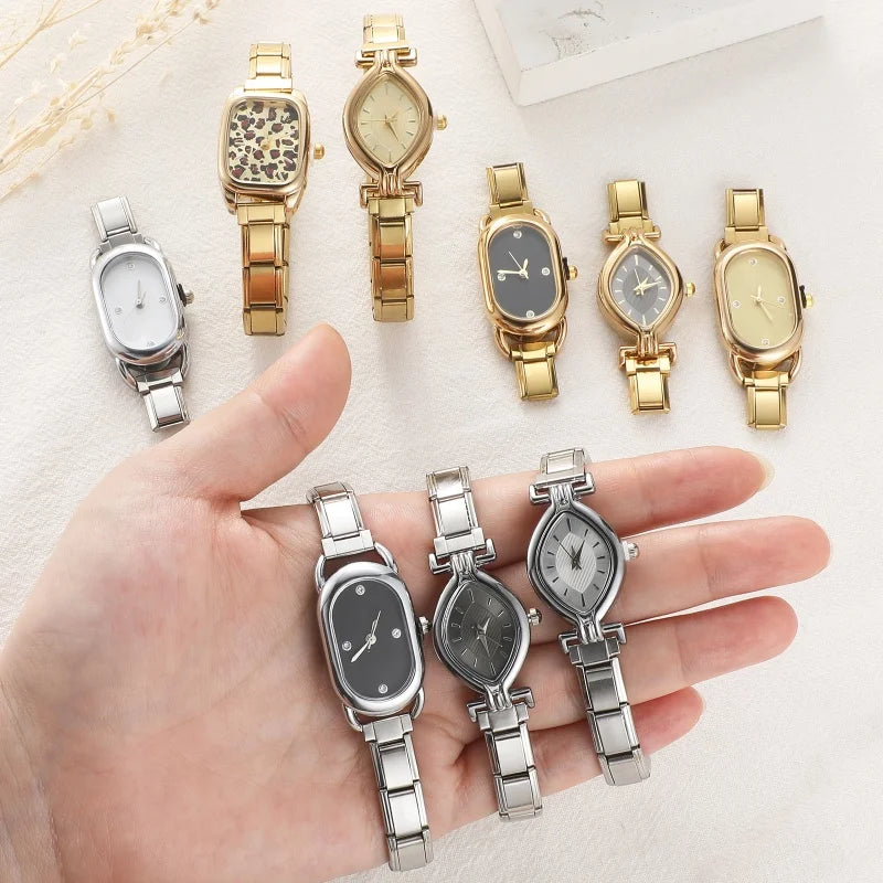 Fashion Women's Stainless Steel Oval Shiny Watch 9mm Fit Bracelet For Party Friend Wife Birthday DIY Jewelry Gifts
