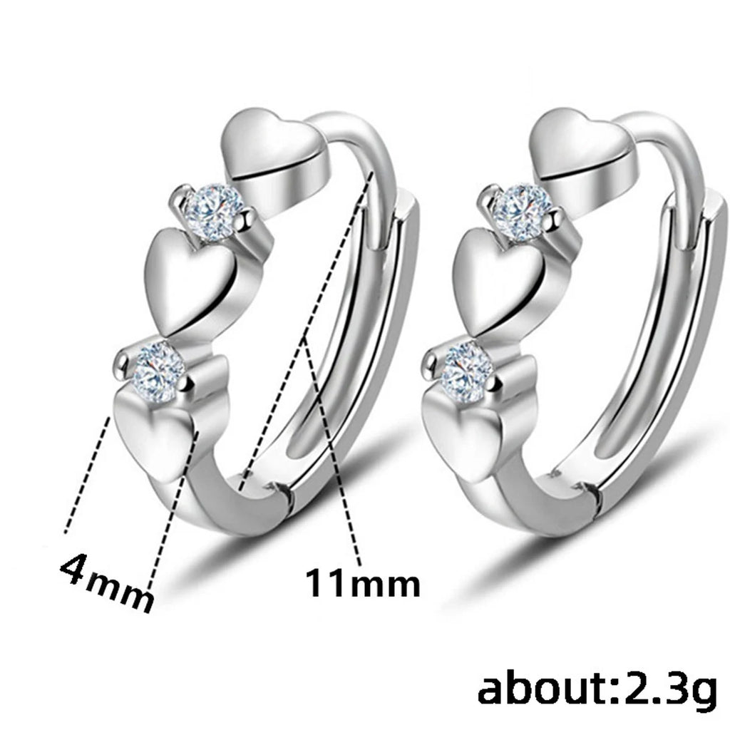 Cute Heart Small Hoop Earrings for Women – Trendy 3-Color Circle Fashion Jewelry