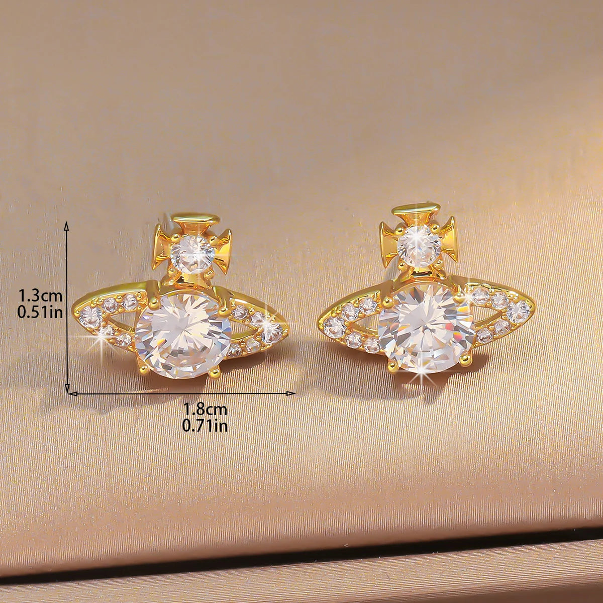 Saturn Crystal Stud Earrings for Women – Chic Sparkling Trendy Jewelry