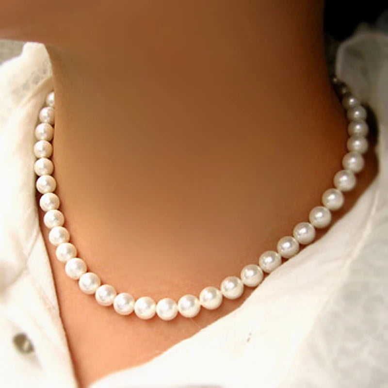 Classic Pearl Choker Necklace – Handmade Vintage Beads Jewelry for Women & Men