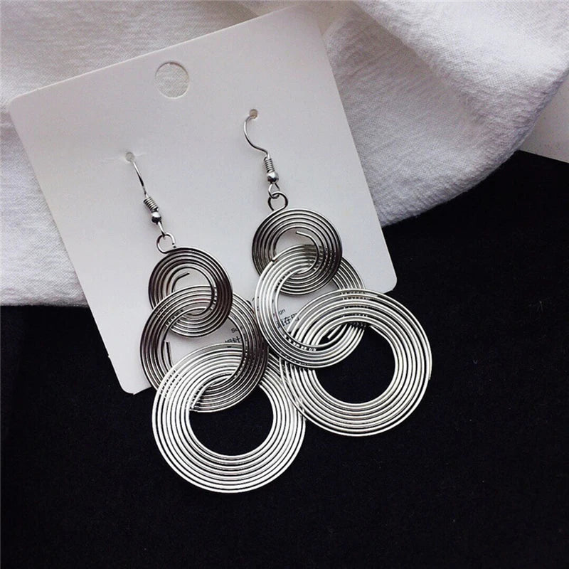 Shiny Mesh Hoop Earrings for Women – Rhinestone Inlaid Fashion Party Jewelry