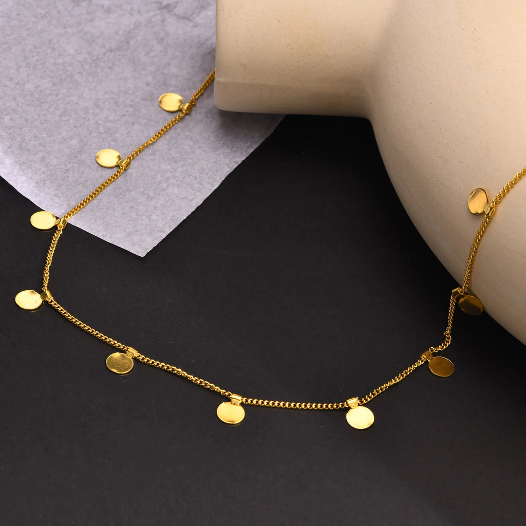 Gold Coin Disc Necklace for Women – Delicate Multi-Pendant Stainless Steel Chain