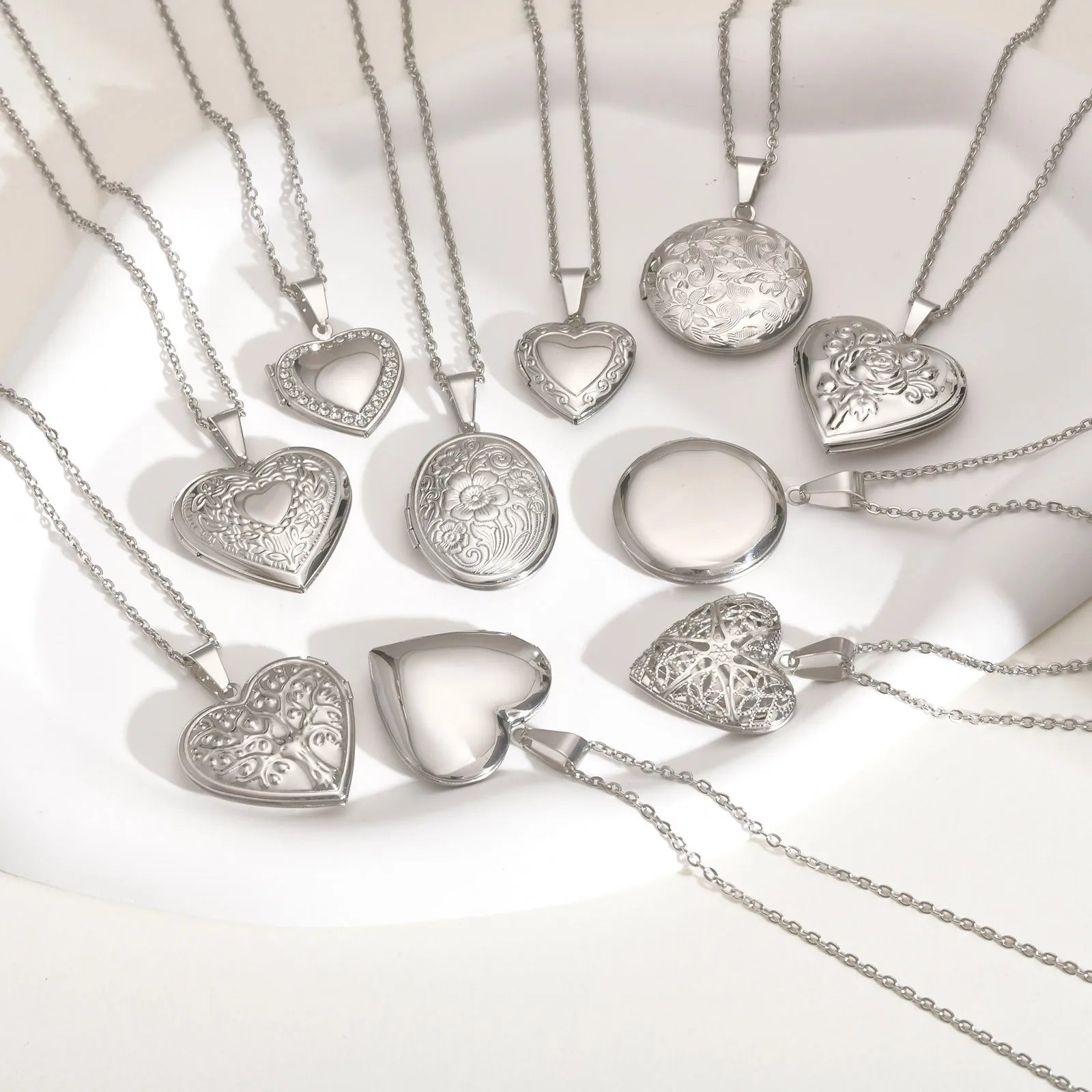 Silver Heart Locket Pendant Necklace for Women – Openable Memory Photo Charm | Stainless Steel Chain