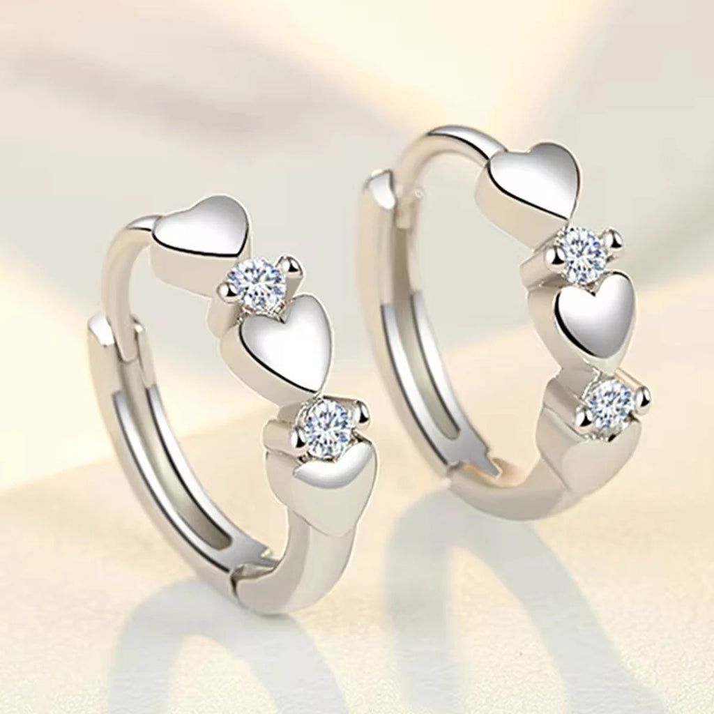 Cute Heart Small Hoop Earrings for Women – Trendy 3-Color Circle Fashion Jewelry