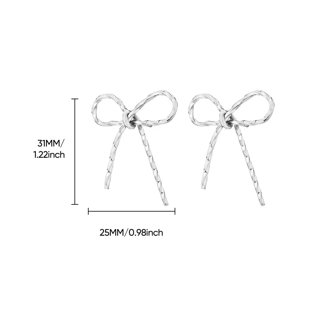 Vintage Bowknot Stainless Steel Earrings for Women – Gold Plated Elegant Jewelry