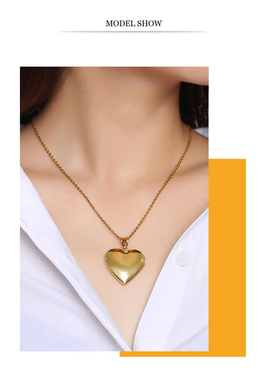 Locking Heart Photo Locket Necklace – Personalized Stainless Steel Pendant for Women & Men