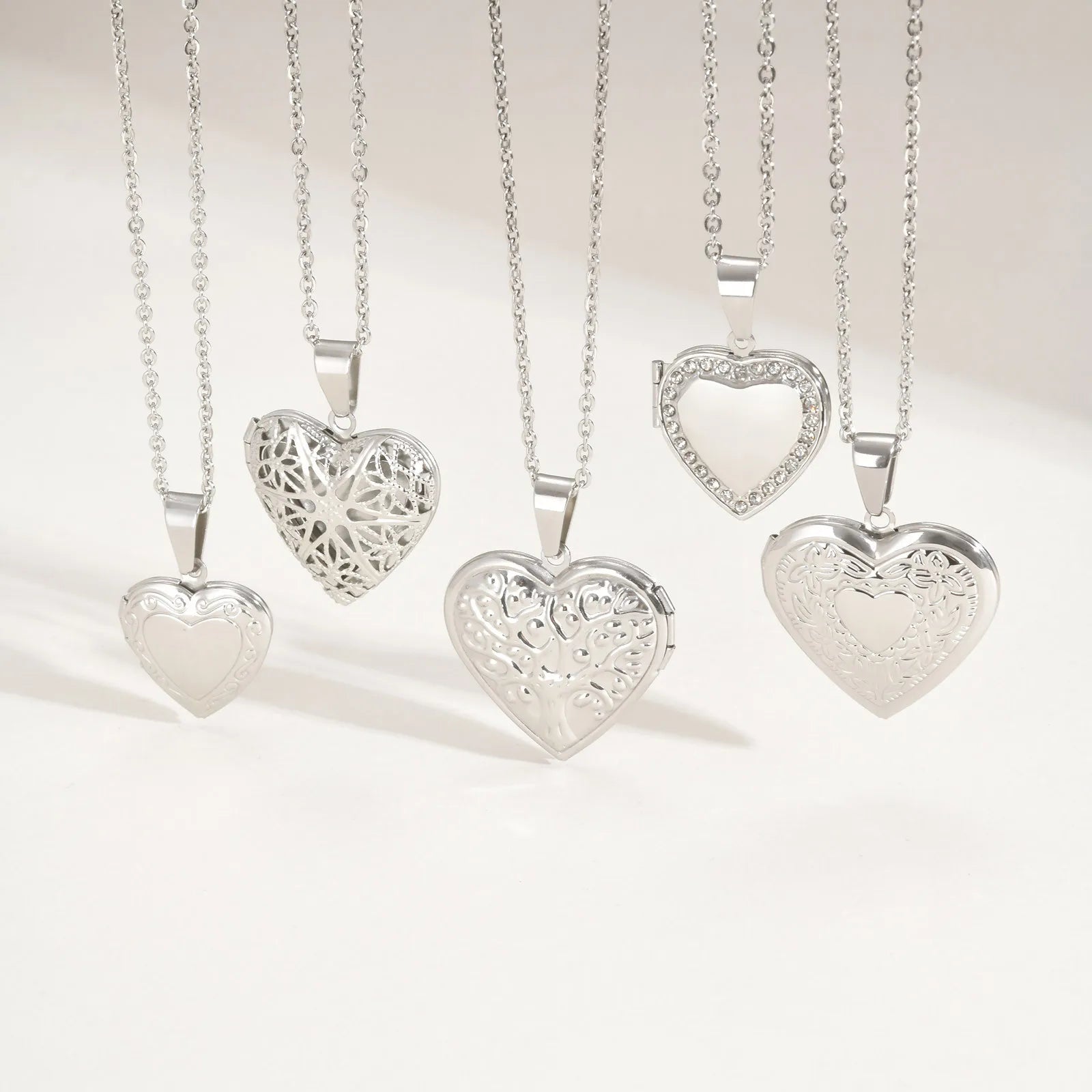 Silver Heart Locket Pendant Necklace for Women – Openable Memory Photo Charm | Stainless Steel Chain