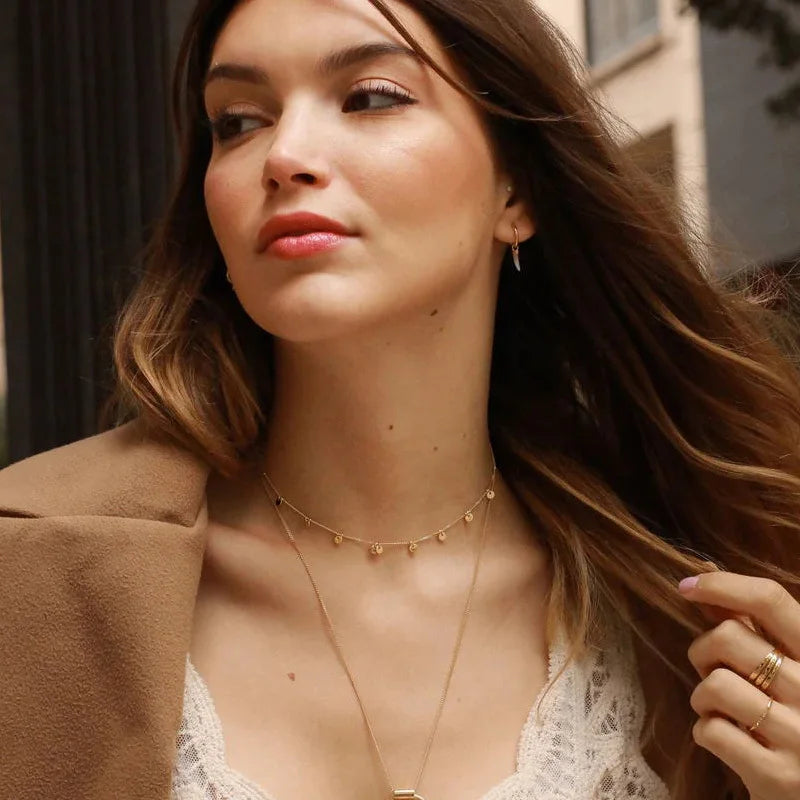 Gold Coin Disc Necklace for Women – Delicate Multi-Pendant Stainless Steel Chain