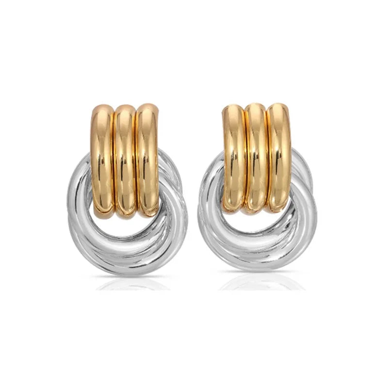 18K Gold Plated Multilayer Twist Knot Drop Earrings for Women – Stainless Steel Statement Jewelry