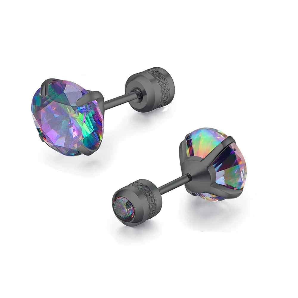 Medical Stainless Steel Zircon Cartilage Stud – Hypoallergenic Screw-Back Piercing Jewelry