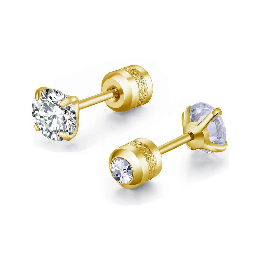 Medical Stainless Steel Zircon Cartilage Stud – Hypoallergenic Screw-Back Piercing Jewelry