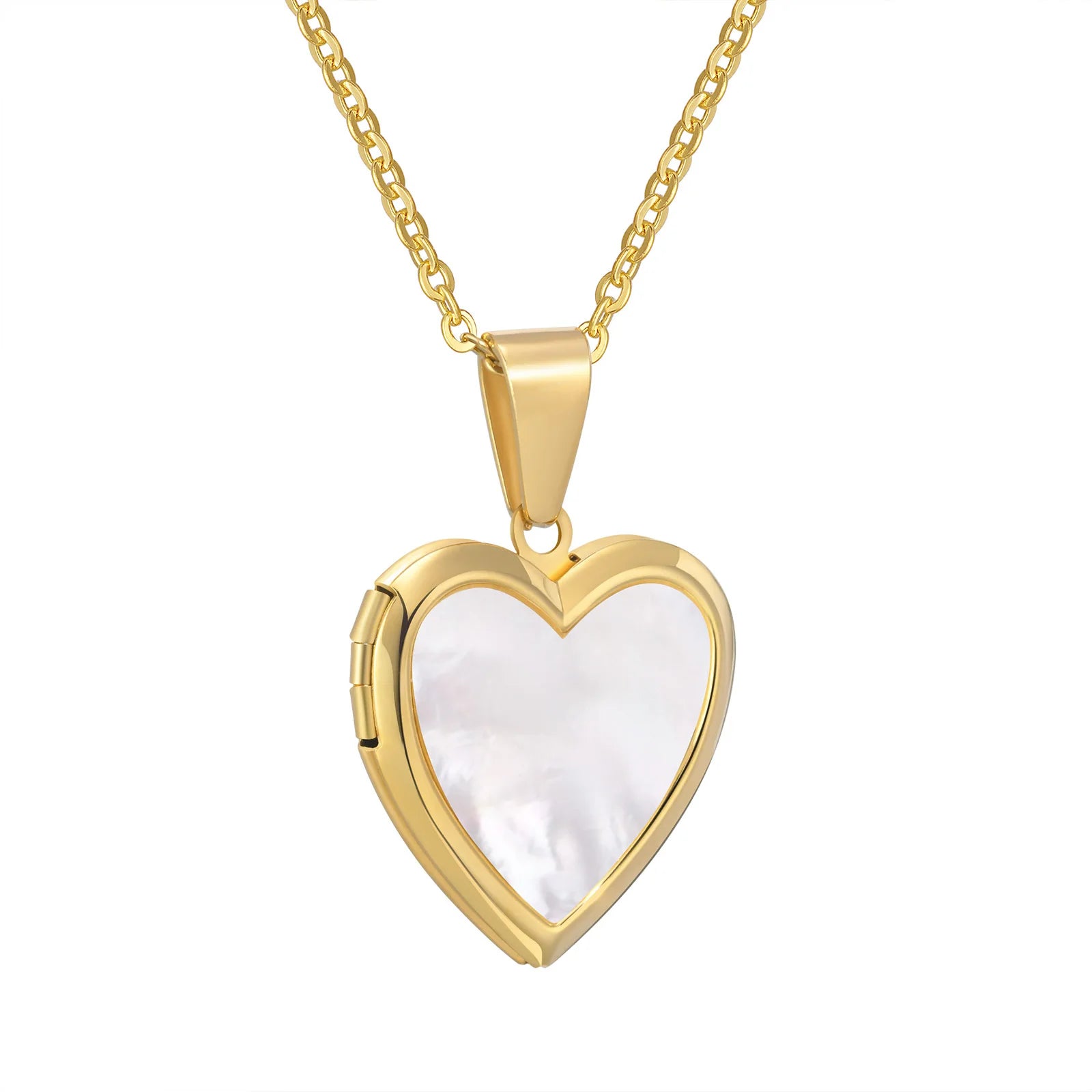 Openable Heart Locket Necklace for Women | Gold Stainless Steel Pendant Photo Frame Jewelry
