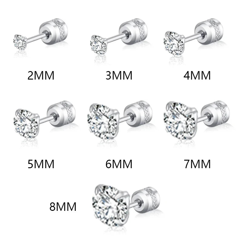 Medical Stainless Steel Zircon Cartilage Stud – Hypoallergenic Screw-Back Piercing Jewelry