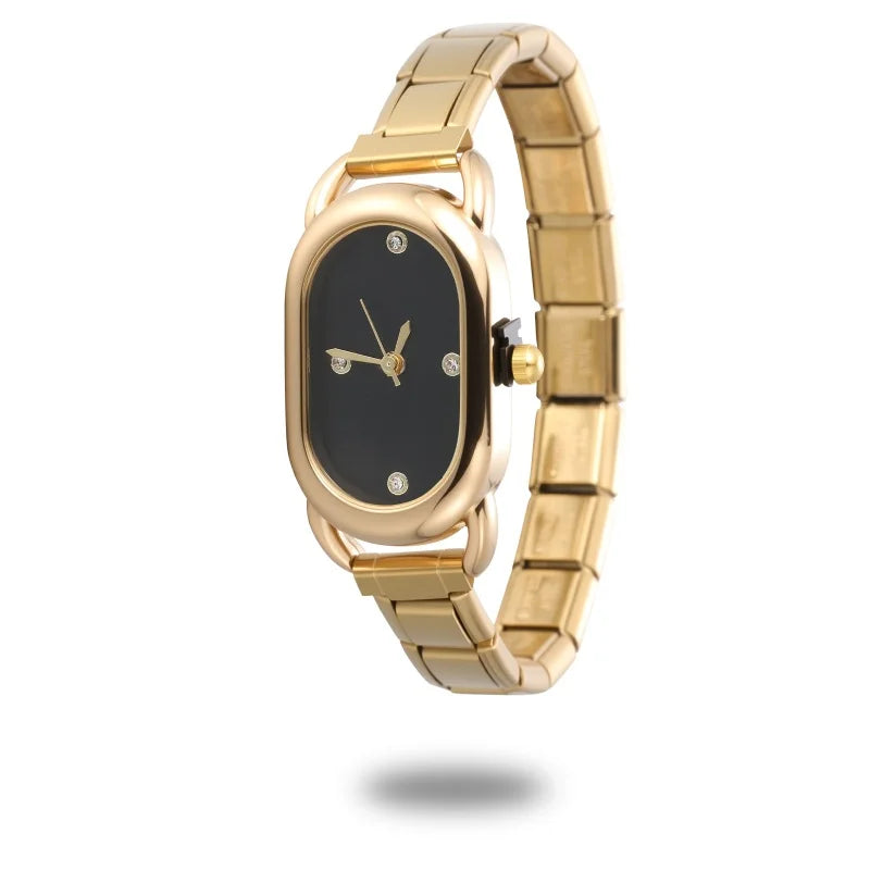 Fashion Women's Stainless Steel Oval Shiny Watch 9mm Fit Bracelet For Party Friend Wife Birthday DIY Jewelry Gifts