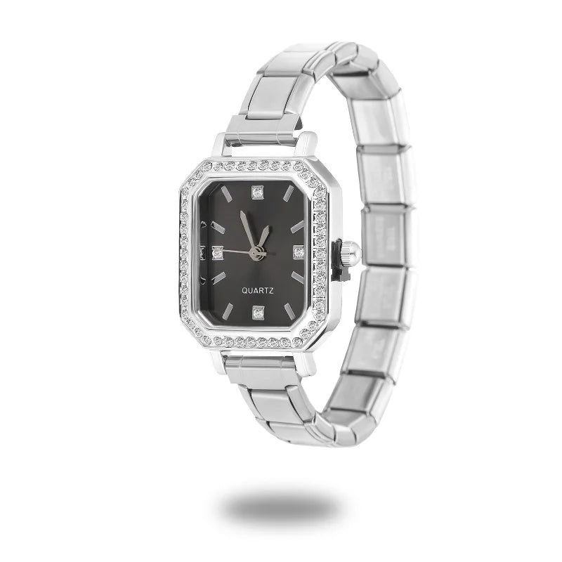 Fashion Women's Stainless Steel Oval Shiny Watch 9mm Fit Bracelet For Party Friend Wife Birthday DIY Jewelry Gifts