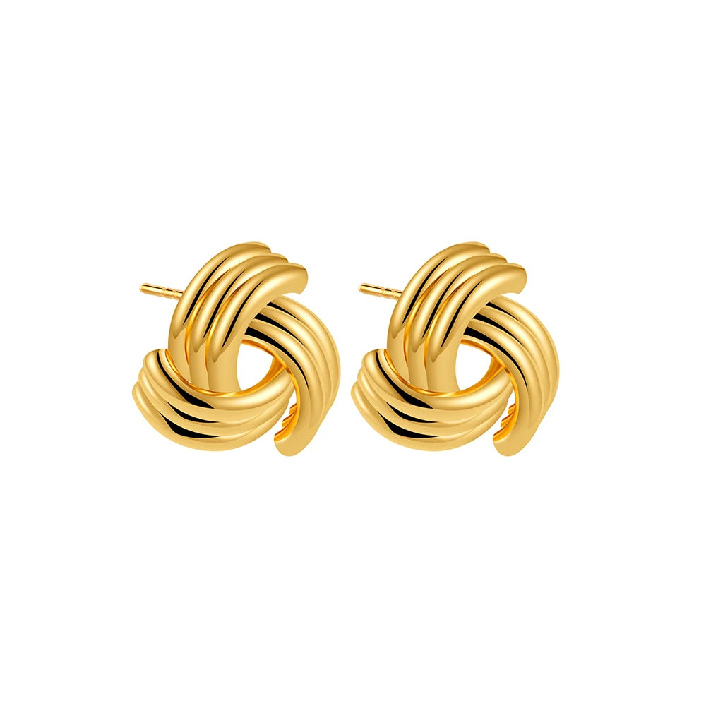 18K Gold Plated Multilayer Twist Knot Drop Earrings for Women – Stainless Steel Statement Jewelry